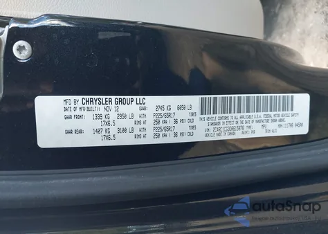 2013 Chrysler Town & Country Touring-L z USA, uszkodzony, nr VIN 2C4RC1CG3DR615876